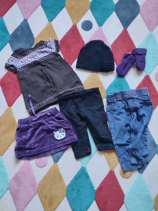 Лот есенни дрехи (рокли,яке) за бебе момиче 74см