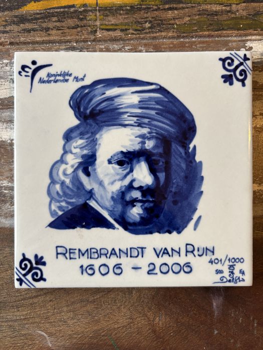 Rembrandt-Royal Delft/Рембранд-лимитирана порцеланова плочка,номериран