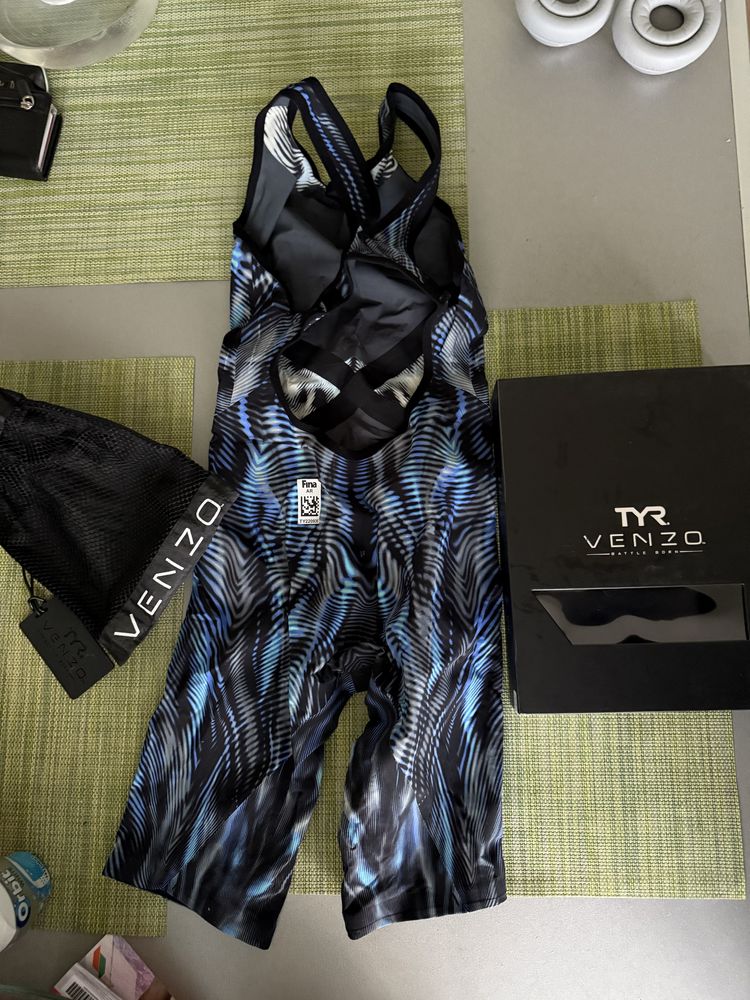 TYR Venzo Genesis Open Back Kneeskin - Steel Blue Състезателен бански