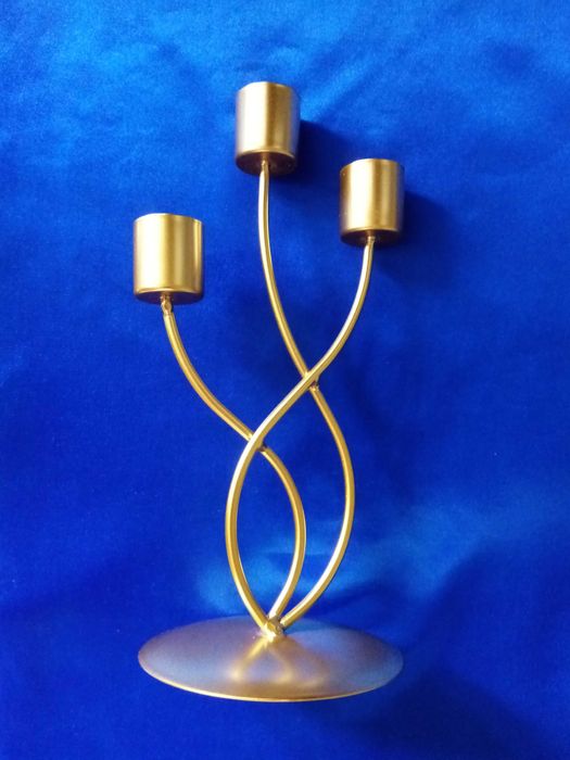 Sfeșnic/Suport Lumânări 3 brațe metal H 22 cm. Nou