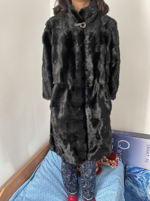 Норковая шуба черный брилиант