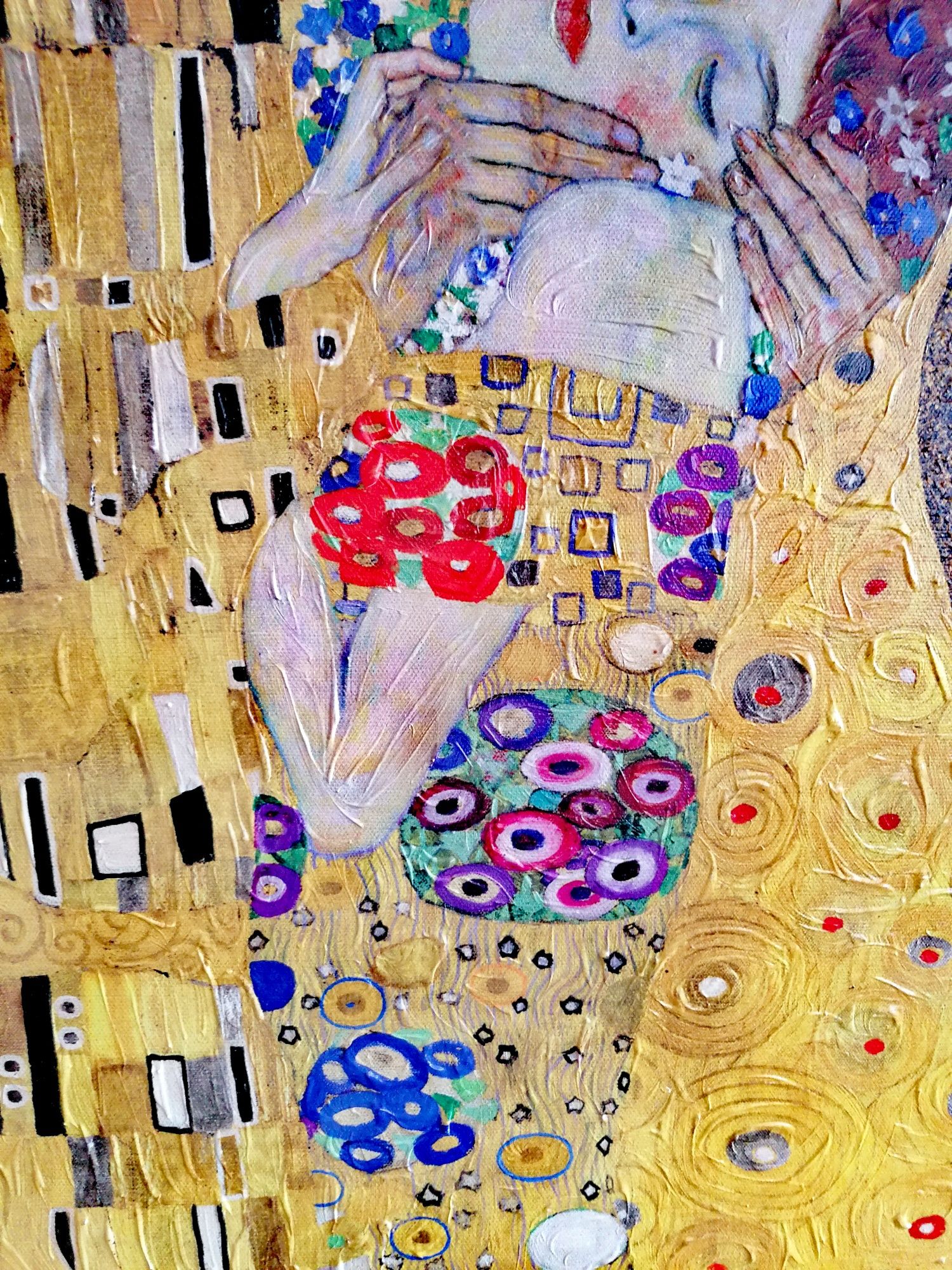 Картина Репродукция на Густав Климт Целувката Ръчен Релеф