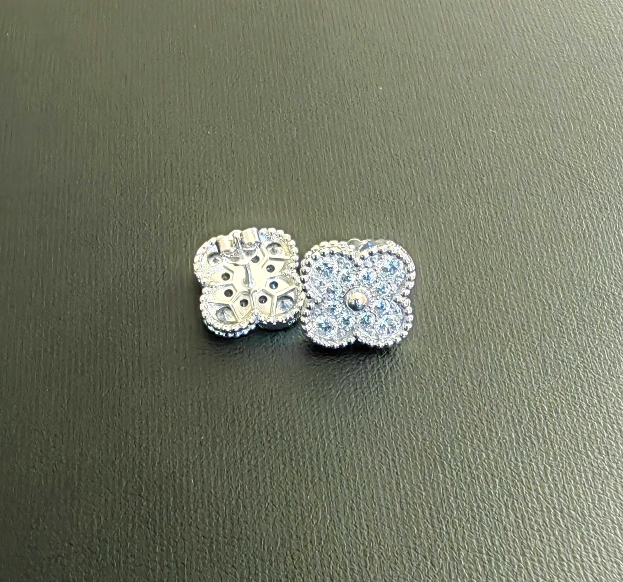 Сребърни обеци с тигрово око  Van Cleef & Arpels VCA Alhambra earrings