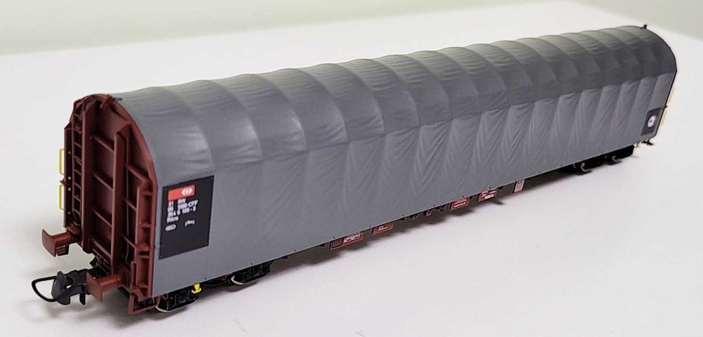 Vagon cu prelată glisantă SBB, Rilns, H0 Roco 47606, DC, Epoca V, Nou,