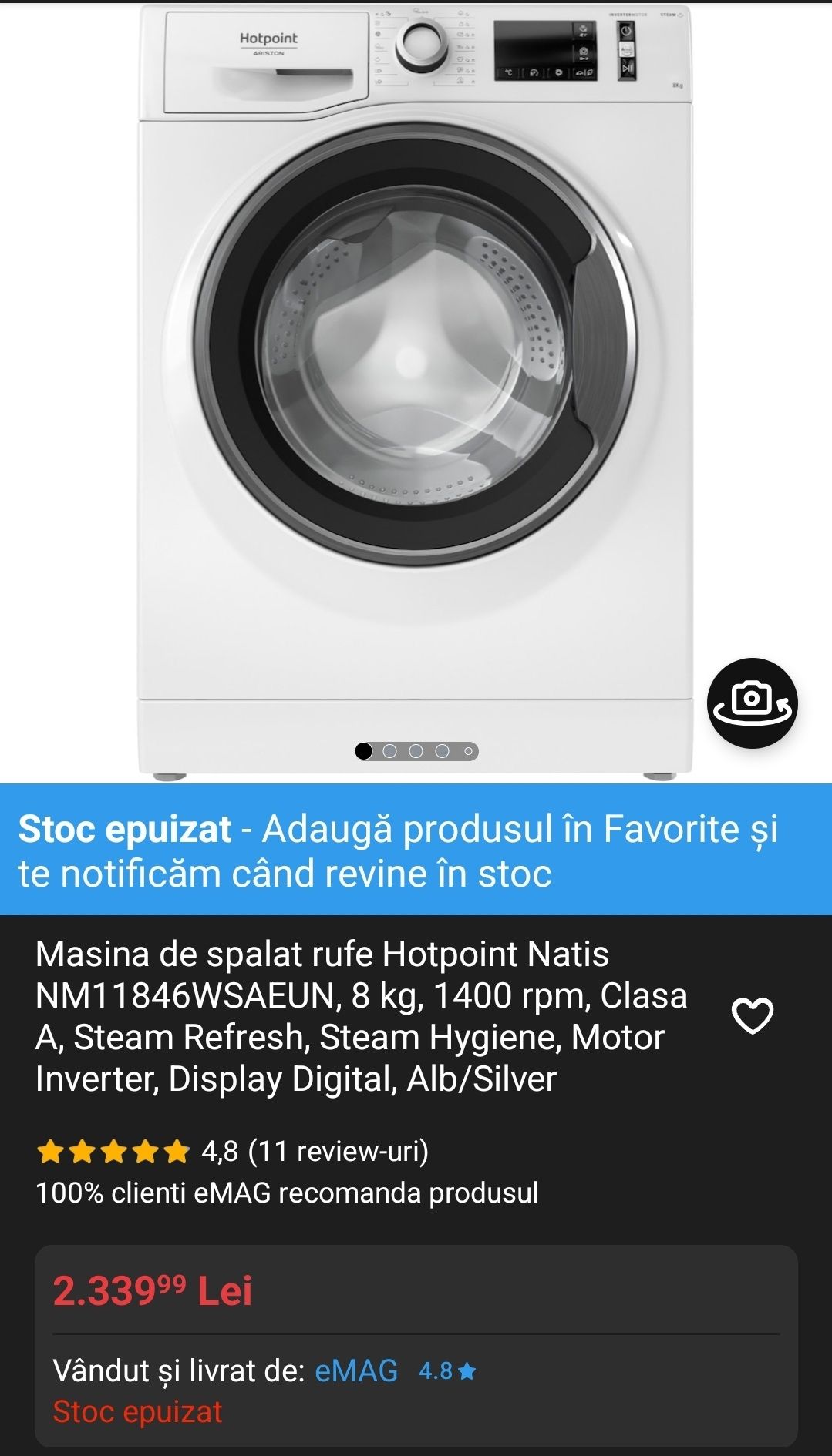 Masina rufe Hotpoint 8 kg -negociabil