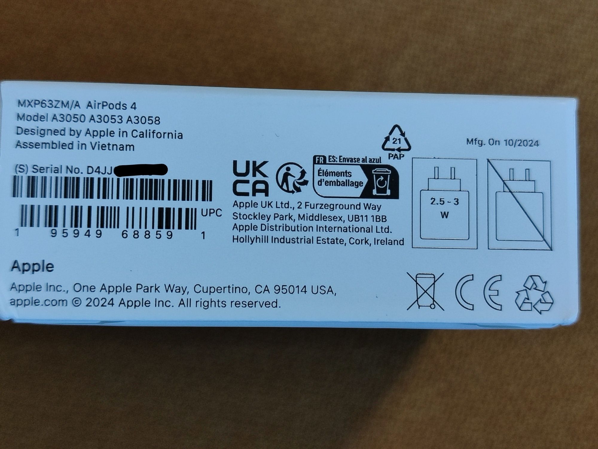 Слушалки Apple AIRPODS 4 (USB-C) MXP63ZM