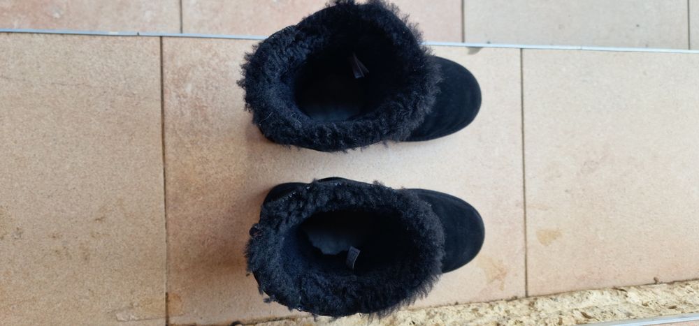 UGG classic Marice sequin zipper boot, piele intoarsa, negre, 38