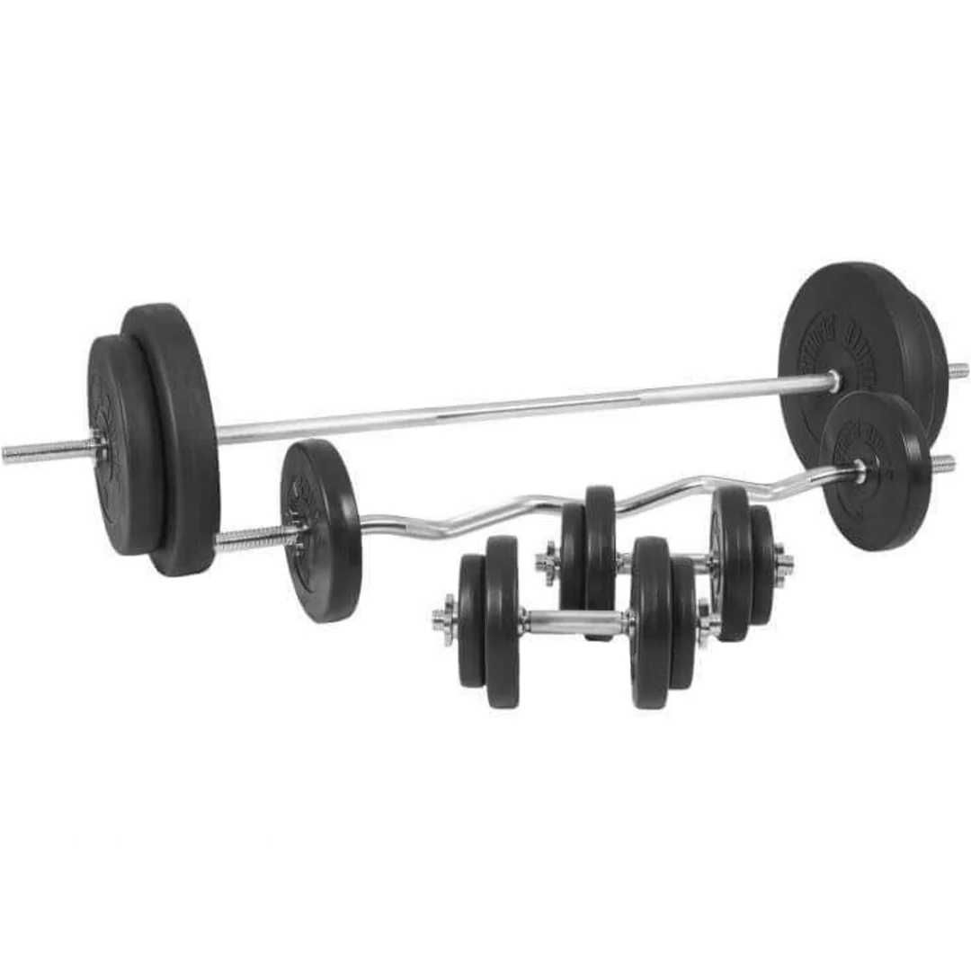 Set Complet Bancă Multifuncțională, Scripete, Greutăți 100 kg