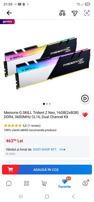 Rami 2×8gb  g-skill