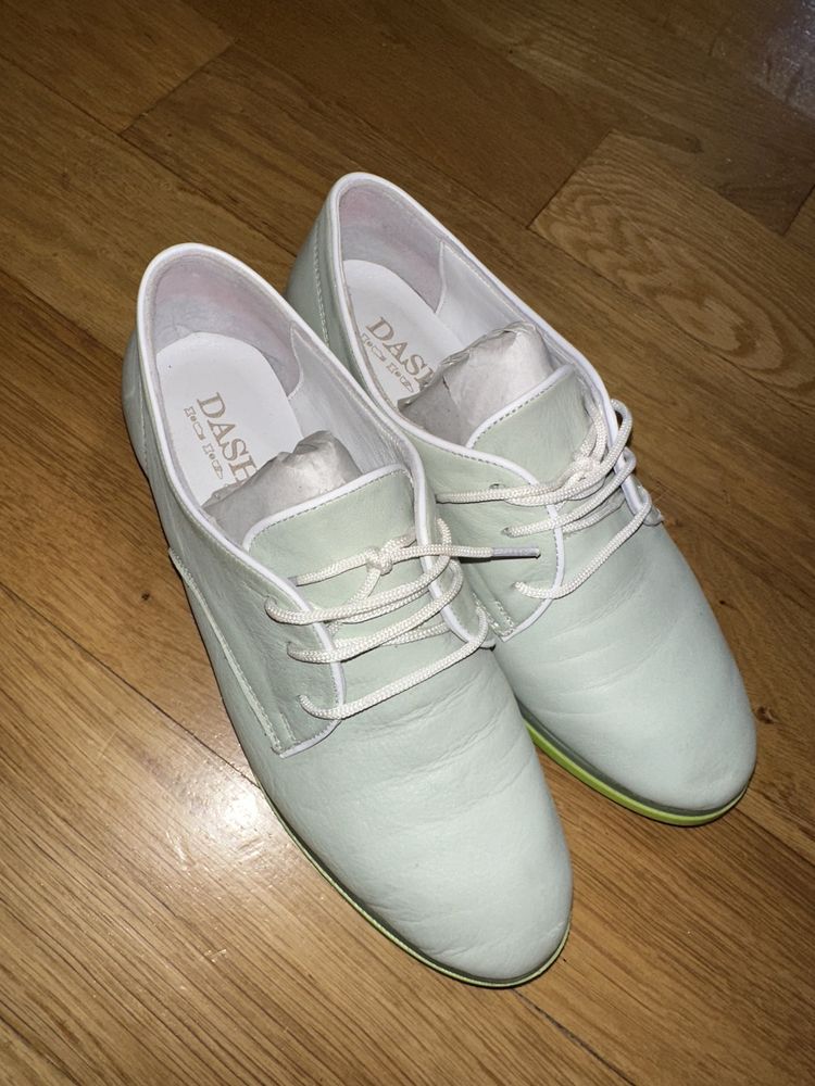 Pantofi balerini DASHA verde menta nr.38 piele naturală