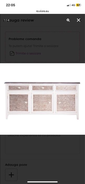 Comodă vintage din lemn și aluminiu cu blat negru – 150 cm