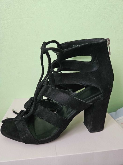 Sandale cu toc negre DeeZee CCC