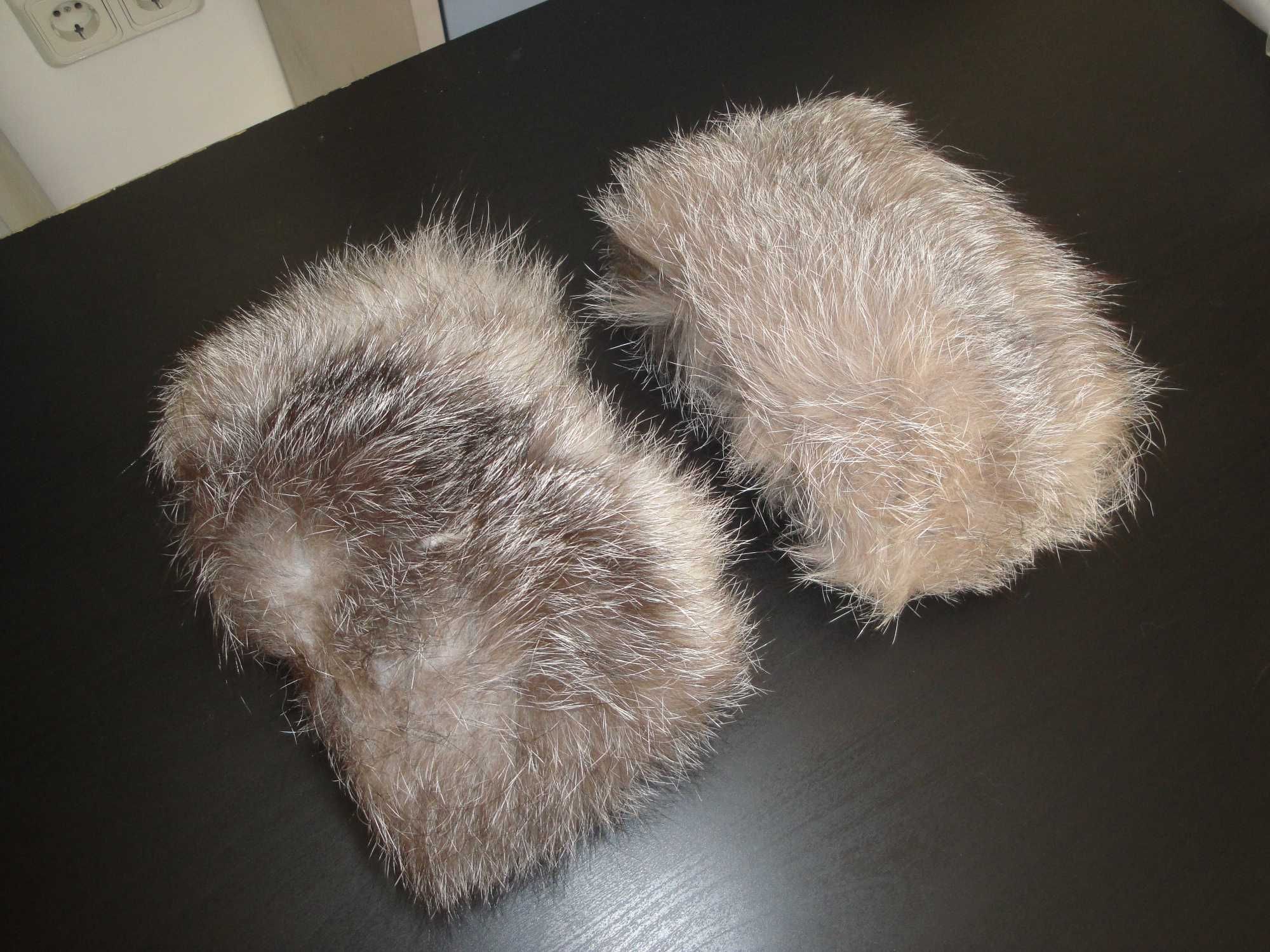 Нови кожени маншети / гети, естествена кожа с косъм от сребърна лисица