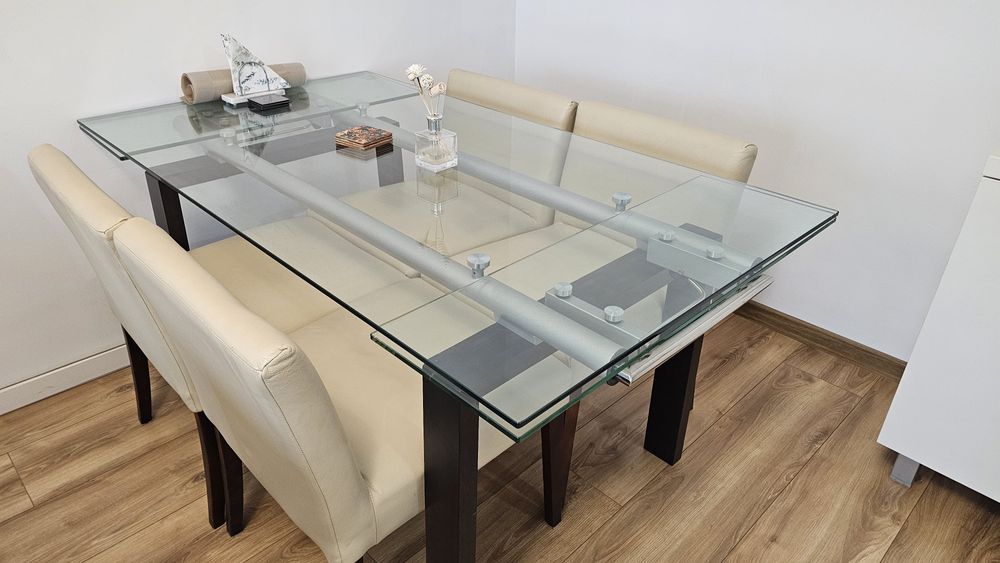 4 Scaune dining piele crem