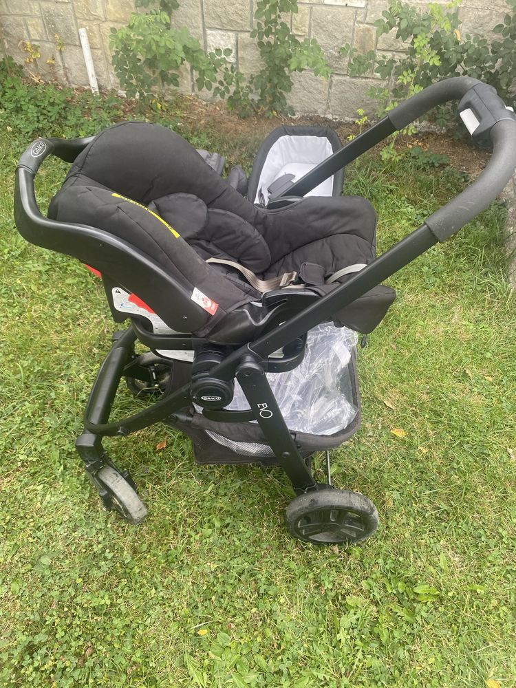 Vând căruț copii 3 in 1 Graco Evo Trio Charcoal