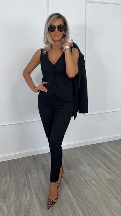 Costum dama elegant cu 3 piese Sacou, Vesta si Pantaloni