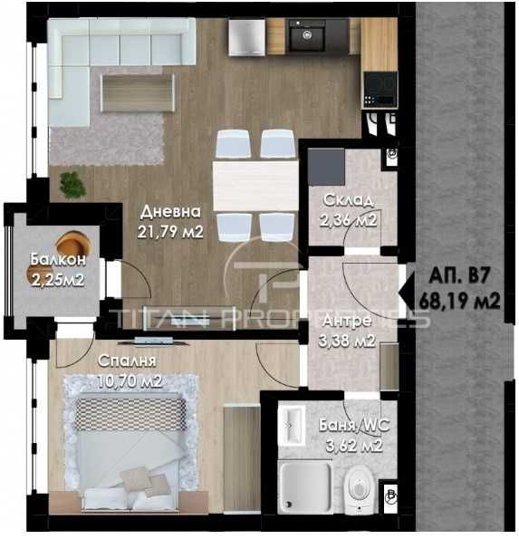 Продава се Двустаен апартамент в Пловдив, Южен - 68 кв.м за 1103 €/кв.м - Снимка #1