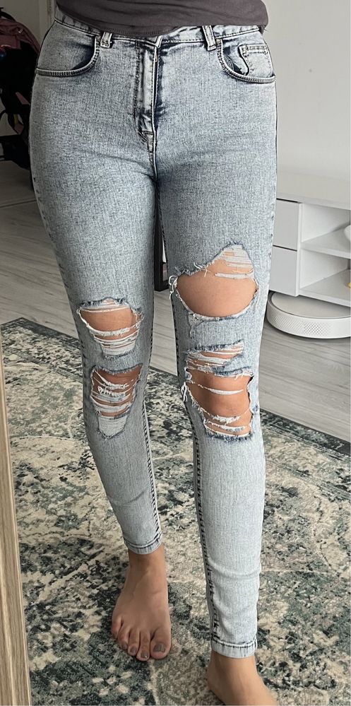 Blugi skinny cu talie inalta zara, hm s.a.