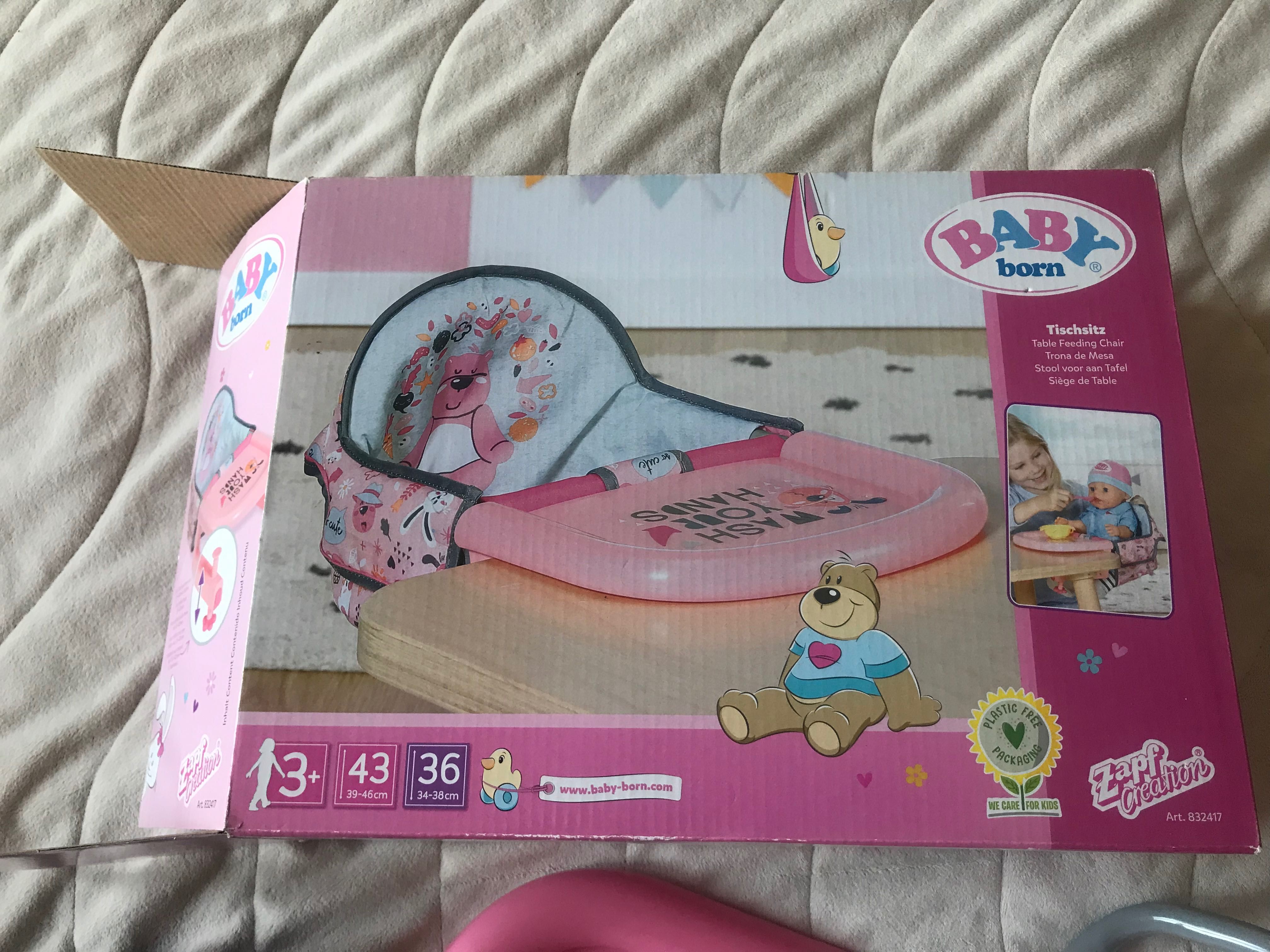 Столче с табла за хранене на кукла Baby Born