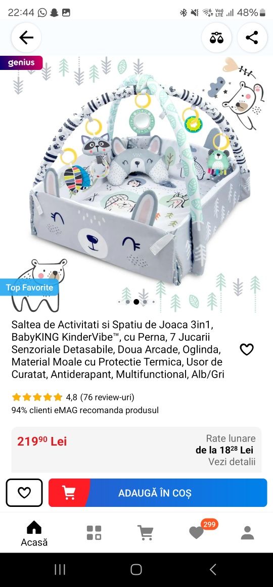 Saltea de Activitati si Spatiu de Joaca 3in1, BabyKING KinderVibe™,