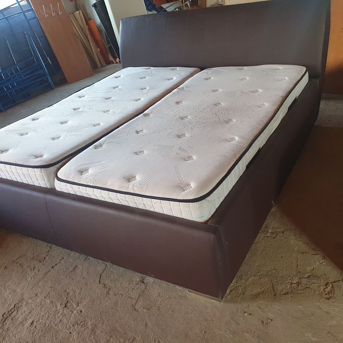 Pat dormitor tapițat piele 1.80m/2m +saltele