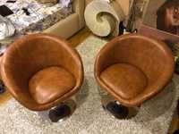 2xFotoliu Rotativ din piele culoare Maro Cognac