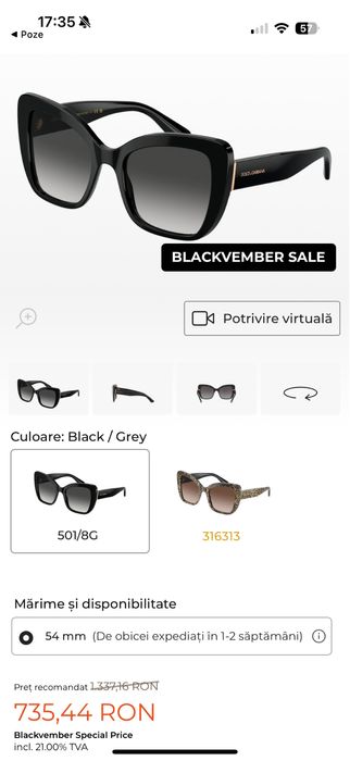 Ochelari de soare dama Dolce & Gabbana DG4348 501