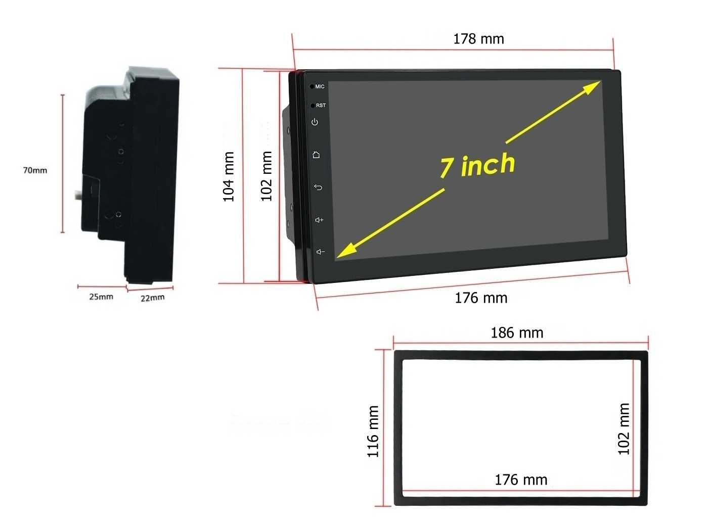 7" 2-DIN мултимедия с Android 12, 32GB ROM, 2GB ROM и EU-качество