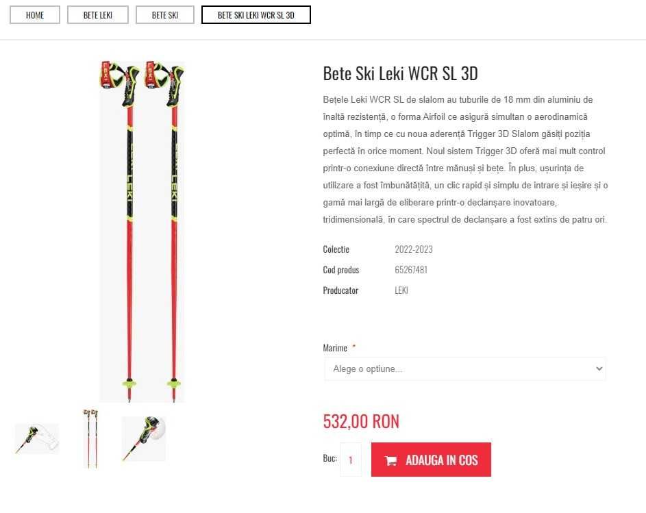 Bete schi(ski) Leki WORDCUP SL TBS 3D Grip (Titanium Balance System)