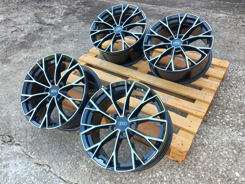 18"Audi S line 5x112 8j et40 A3 A4 A6 Q3 Q5 Black Polish Чисто Нови.