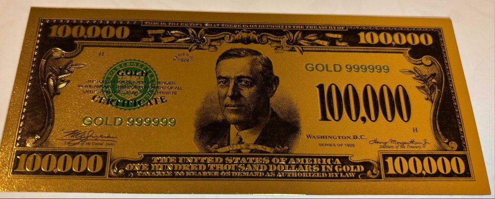 Colectie bancnote USA: 100 000 USD, 10 000 USD si 2buc 2 USD