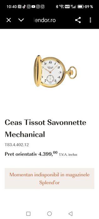 Ceas de buzunar Tissot Savonnette Mecanic Placat cu aur 50 mm