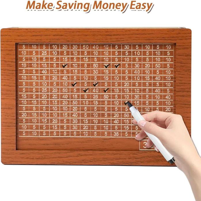 Дървена касичка с цел за спестяване от 3000 евро цифри за отбелязване