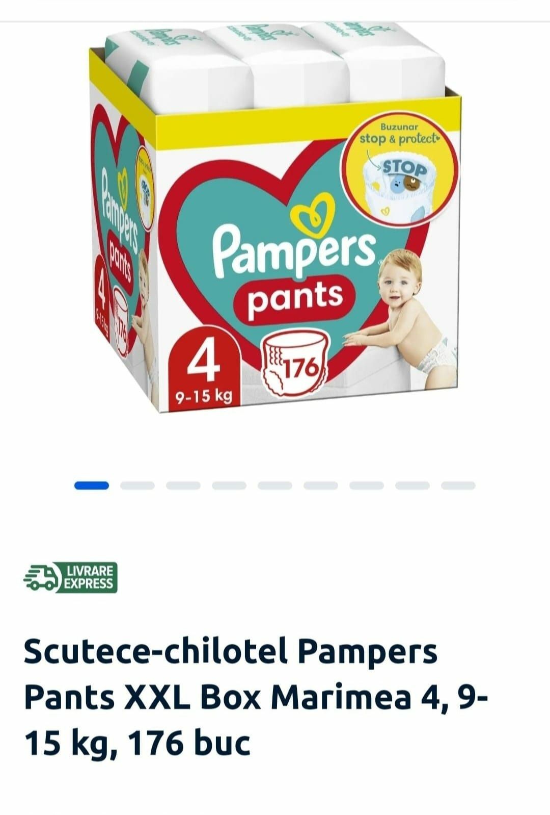 Scutece-chilotel Pampers Pants Marimea 4, 9-15 kg 176 buc