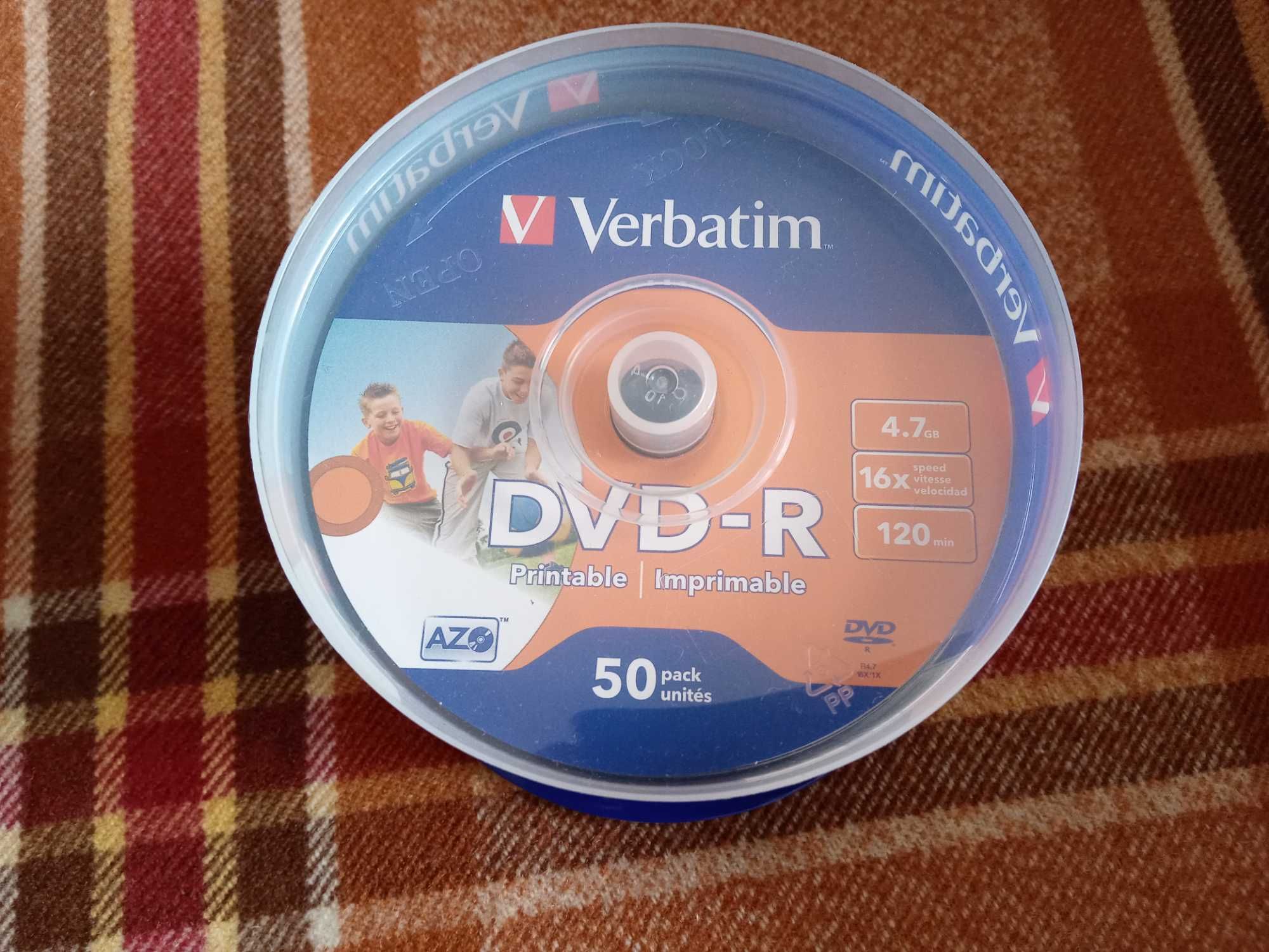 Verbatim DVD-R, 4.7 GB, 16x, AZO покритие, 50 броя в шпиндел