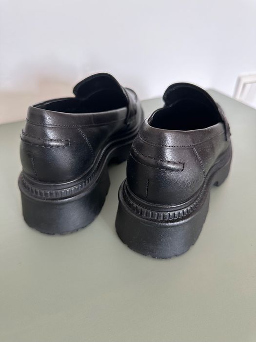 Pantofi loafer din piele cu aspect masiv, Negru, 37