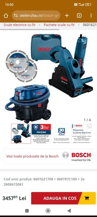 Bosch GNF 35 CA cu aspirator + flex cu adaptor aspirator.