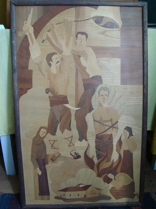 Картина интарзия - фигурални композиция , ръчна изработка