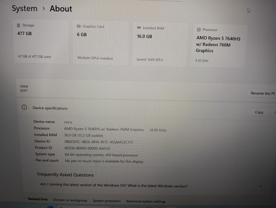 Vând/schimb Lenovo Loq Ryzen 5 7640 Hs