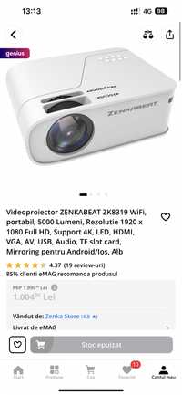 Videoproiector ZENKABEAT Full Hd