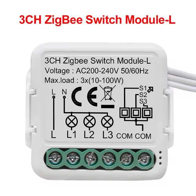 Умное реле Zigbee (без нейтрали) 3-chanel