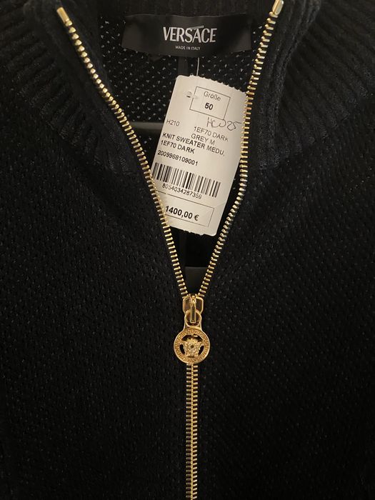 Bluza/hanorac original Versace, Medusa Jacquard Zip Knit sweather