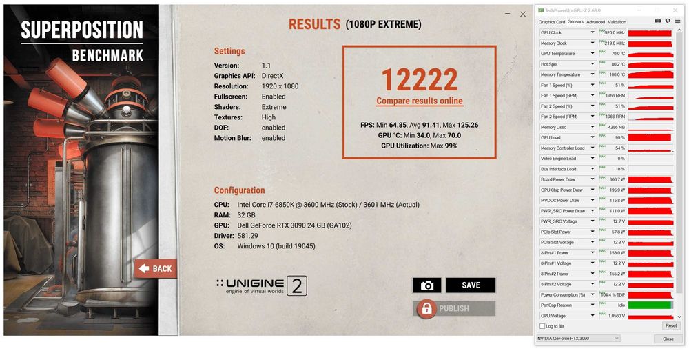 ТОП състояние Видео карта GPU Dell RTX 3090 24GB GDDR6X 384Bit