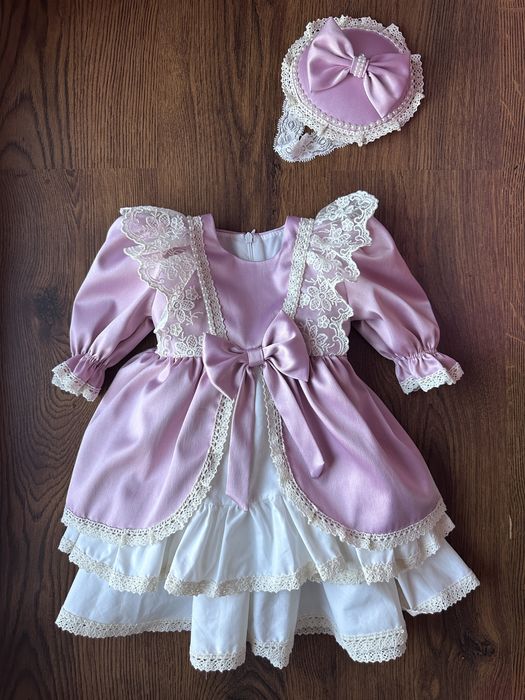 Rochiță roz vintage + bentiță tip pălărie