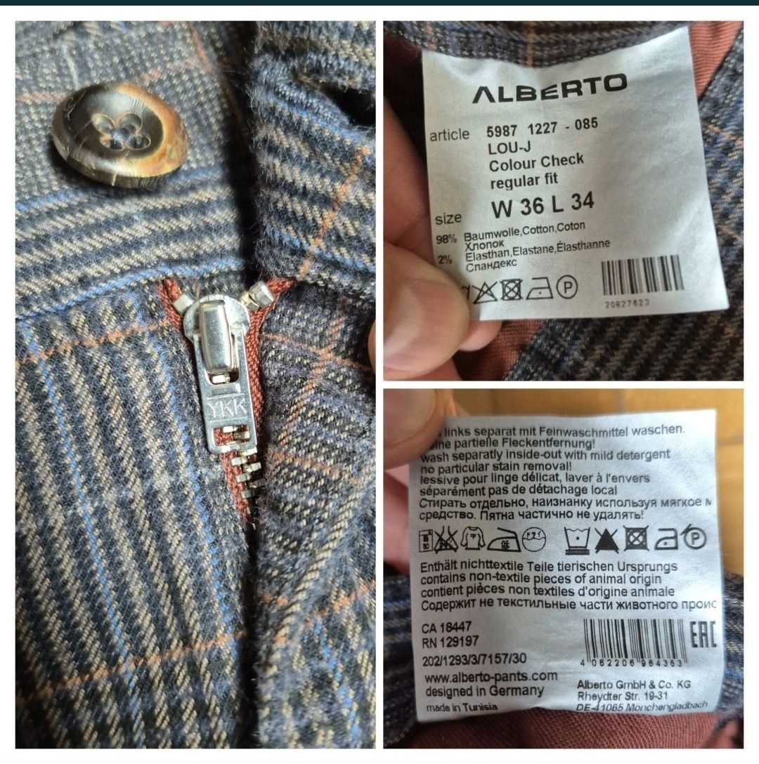 Pantaloni Bărbătești Alberto Lou-J Colour Check, Regular Fit - W36/L34