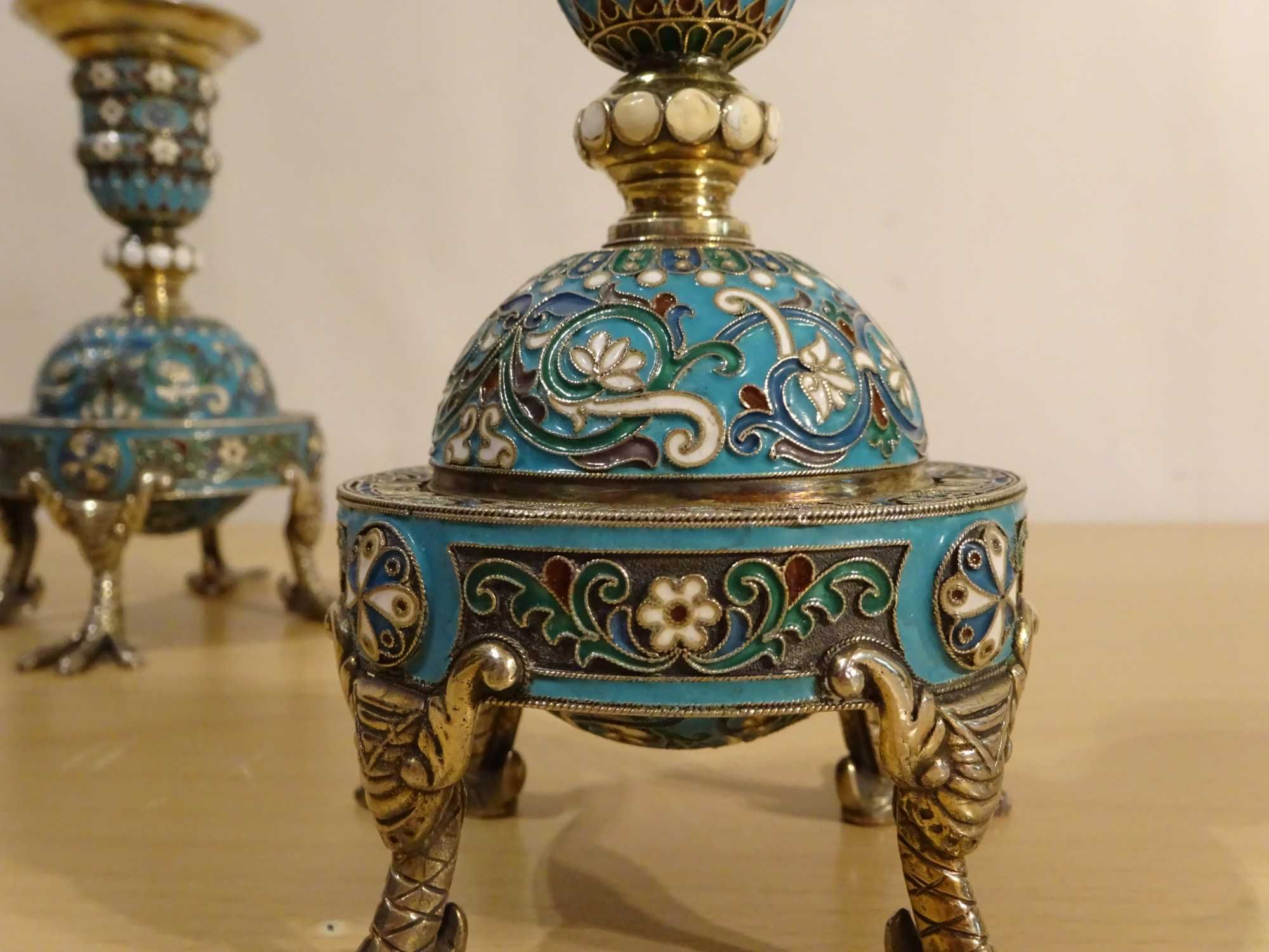 50%Pret-Sfestnice Rusia Imperiala- Moscova- Argint si email multicolor