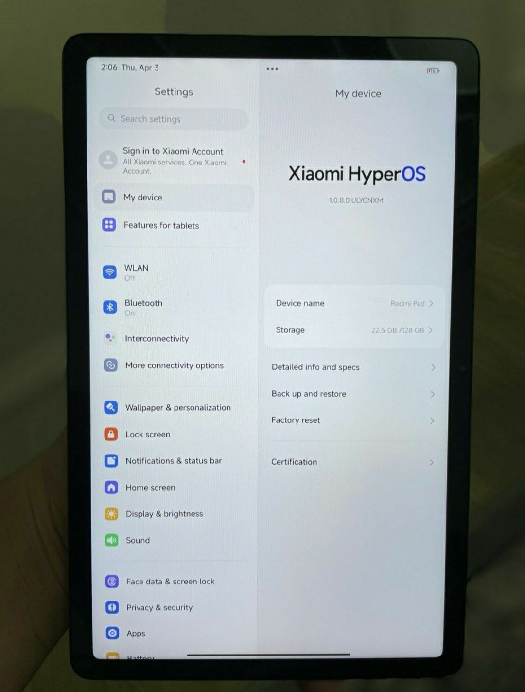 Redmi pad  128/8
