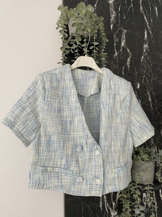 Sacou / camasa dama alb albastru