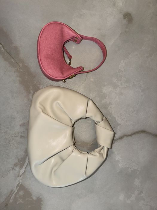 Бяла мини чантичка, розова чантичка