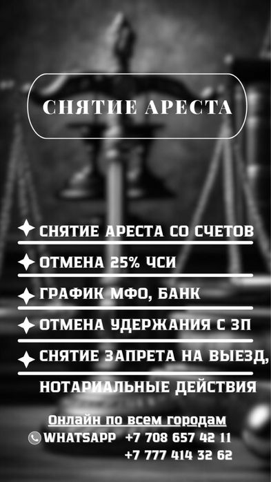 Снятие арестов. График Банк/Мфо. Отмена исполнительных надписей